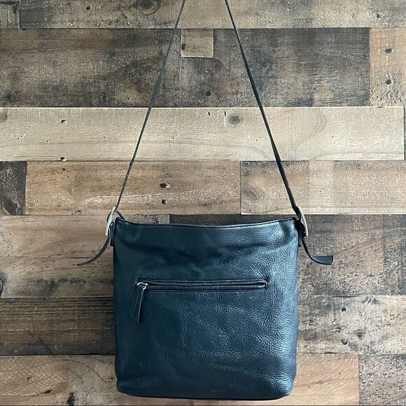 Giani Bernini Black Pebbled Leather Shoulder Bag - Picture 1 of 12